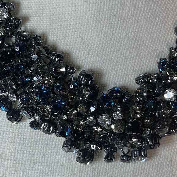 Talbots Dark Blue & Silver Rhinestone Necklace - Picture 4 of 4
